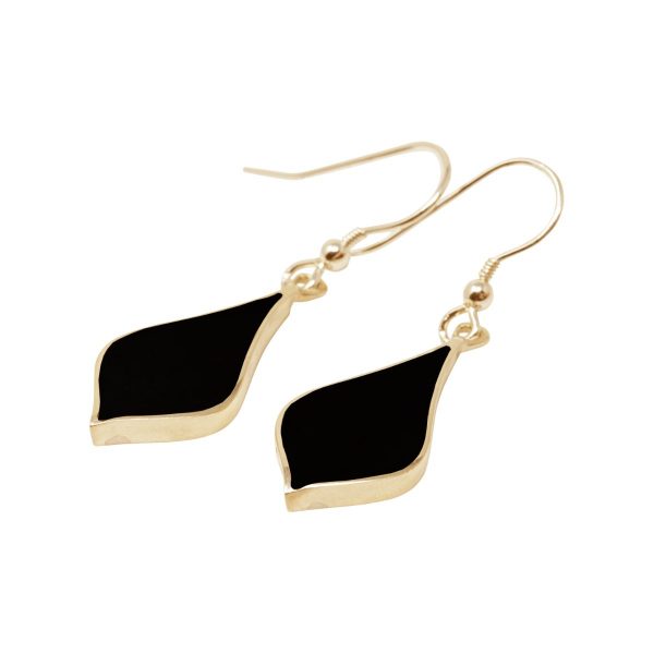 Gold Whitby Jet Drop Earrings