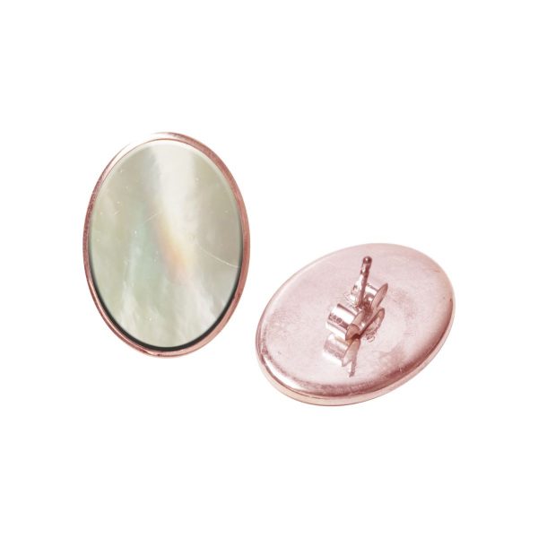 Rose Gold Mother of Pearl Oval Stud Earrings