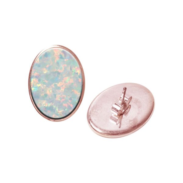 Rose Gold Opalite Sun Ice Oval Stud Earrings