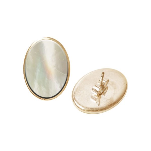 Gold Mother of Pearl Oval Stud Earrings