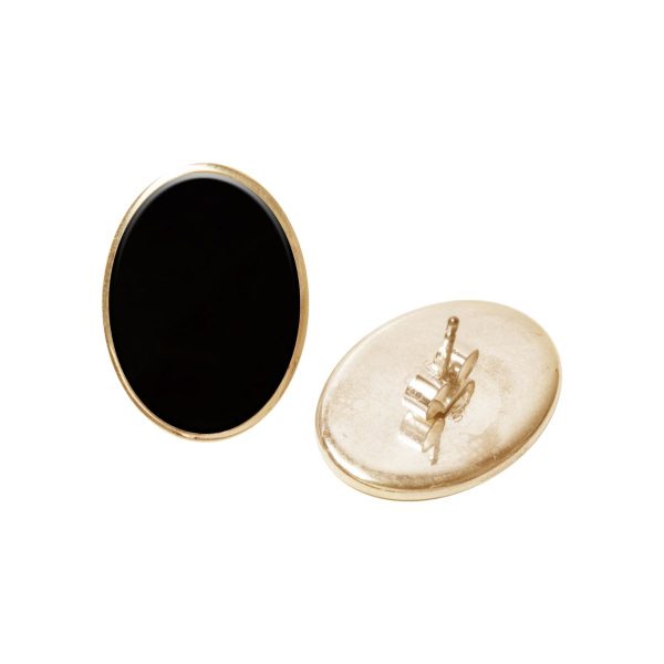 Gold Whitby Jet Oval Stud Earrings