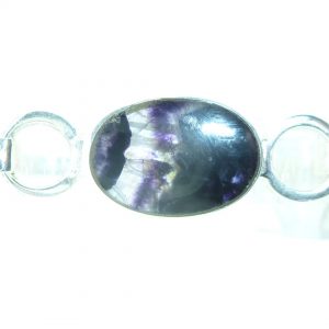 Oval Bangle in silver with blue john