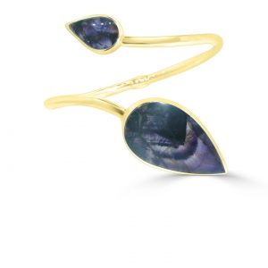 Modern Twist Bangle in 18 ct gold with blue john