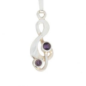 INP310- Treble Clef Pendant in Silver with Blue John