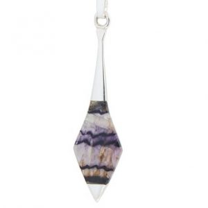 INP311- Modern Spade Pendant in Silver with Blue John