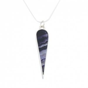 Large stalactite pendant in Silver with Blue John