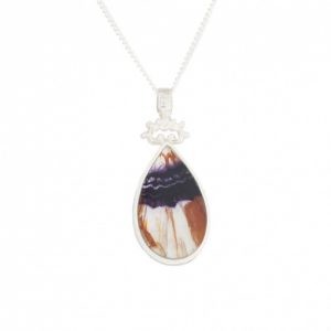 INP348- Double Sided Teardrop Pendant in Silver with Blue John