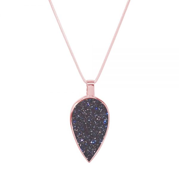 Rose Gold Blue Goldstone Pendant