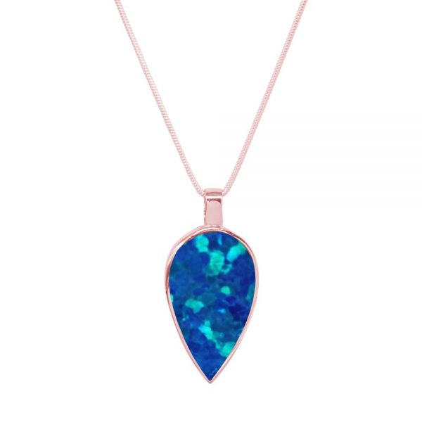 Rose Gold Opalite Cobalt Blue Pendant