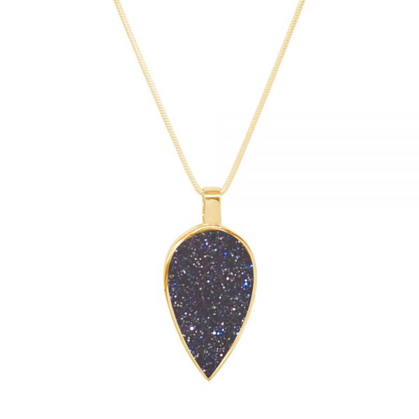 Yellow Gold Blue Goldstone Pendant