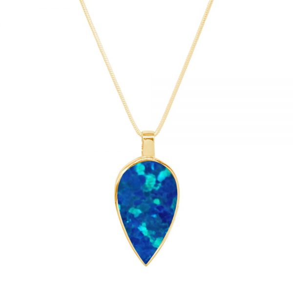 Yellow Gold Opalite Cobalt Blue Pendant