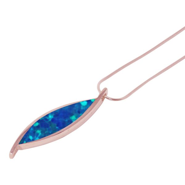 Rose Gold Opalite Cobalt Blue Pendant