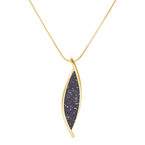 Yellow Gold Blue Goldstone Pendant