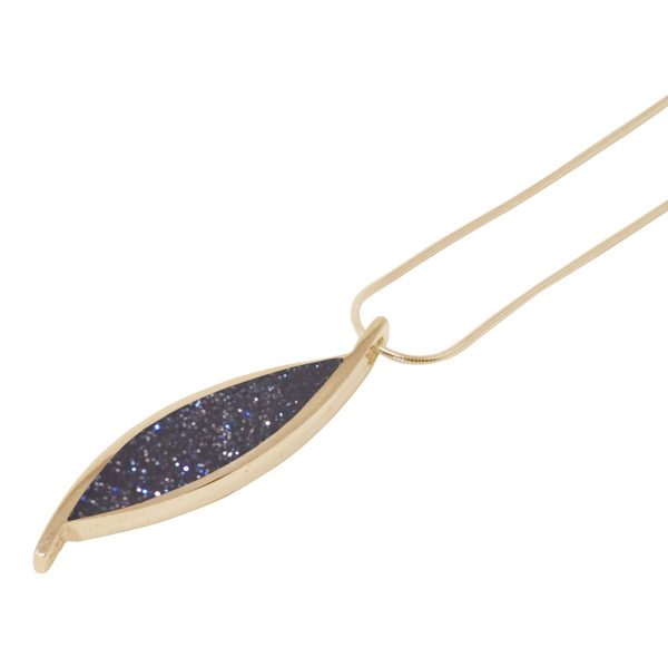 Yellow Gold Blue Goldstone Pendant