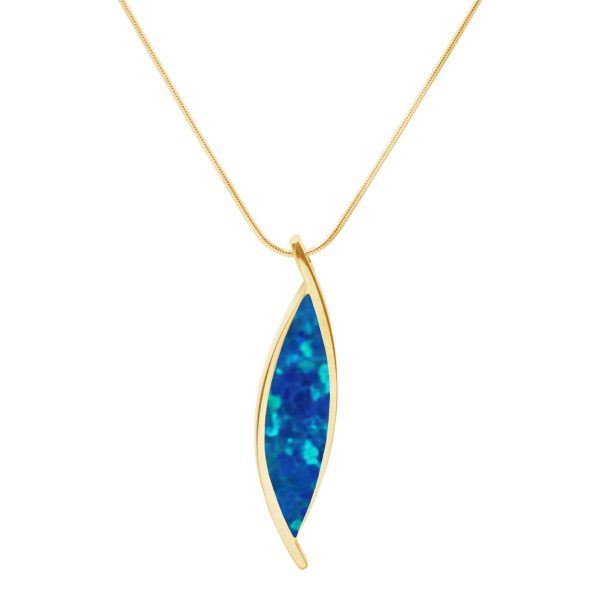 Yellow Gold Cobalt Blue Opalite Pendant