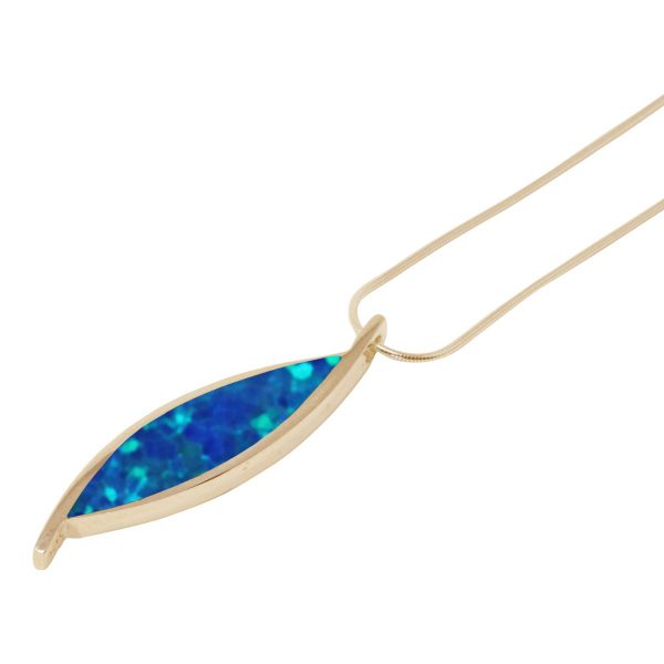 Yellow Gold Opalite Cobalt Blue Pendant