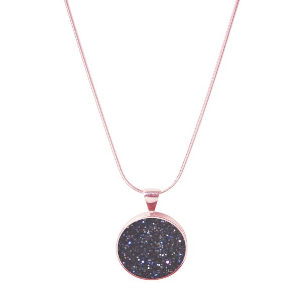 Rose Gold Blue Goldstone Round Pendant