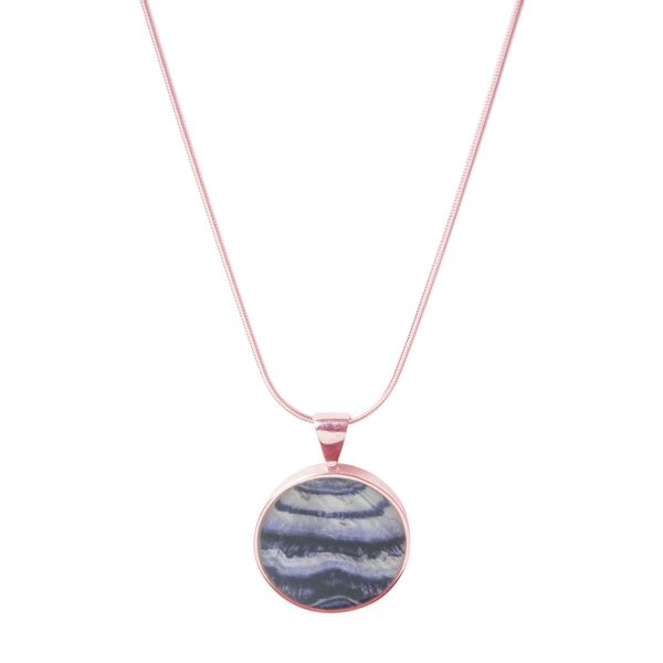 Rose Gold Blue John Round Pendant