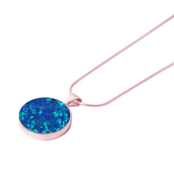 Rose Gold Opalite Cobalt Blue Round Pendant