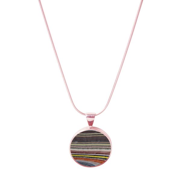 Rose Gold Fordite Round Pendant