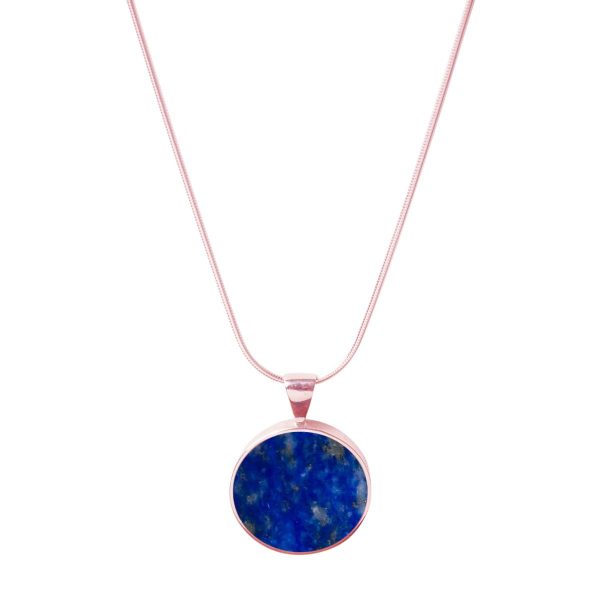 Rose Gold Lapis Round Pendant