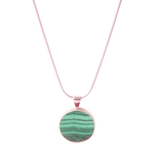 Rose Gold Malachite Round Pendant