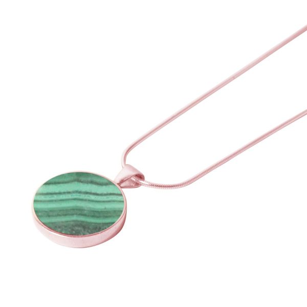 Rose Gold Malachite Round Pendant