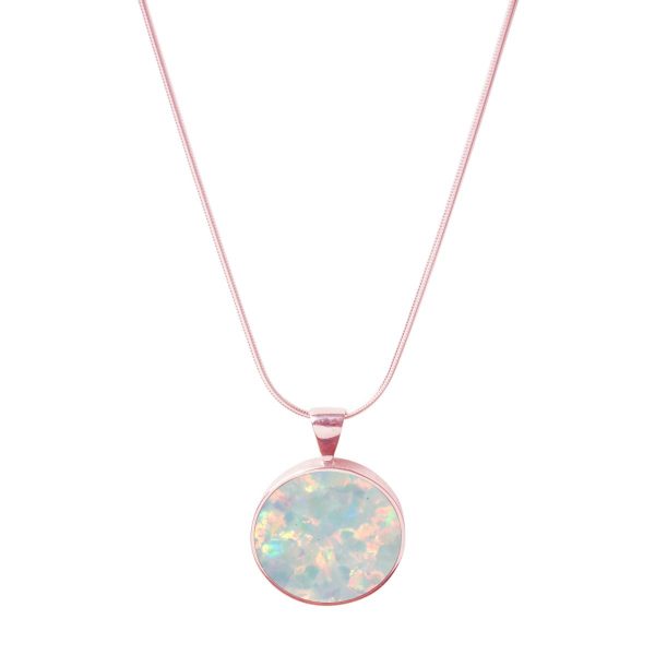 Rose Gold Opalite Sun Ice Round Pendant