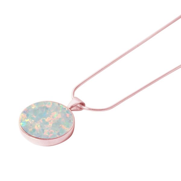 Rose Gold Opalite Sun Ice Round Pendant