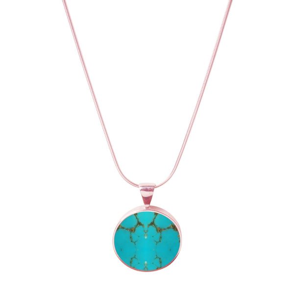 Rose Gold Turquoise Round Pendant