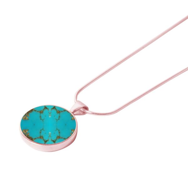 Rose Gold Turquoise Round Pendant