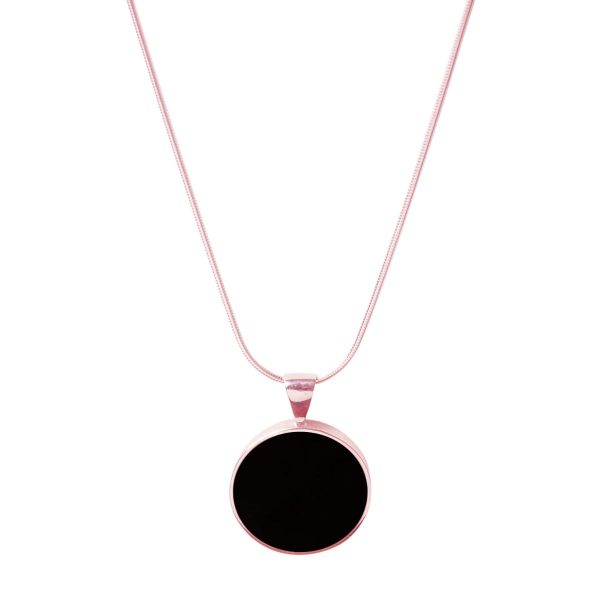 Rose Gold Whitby Jet Round Pendant