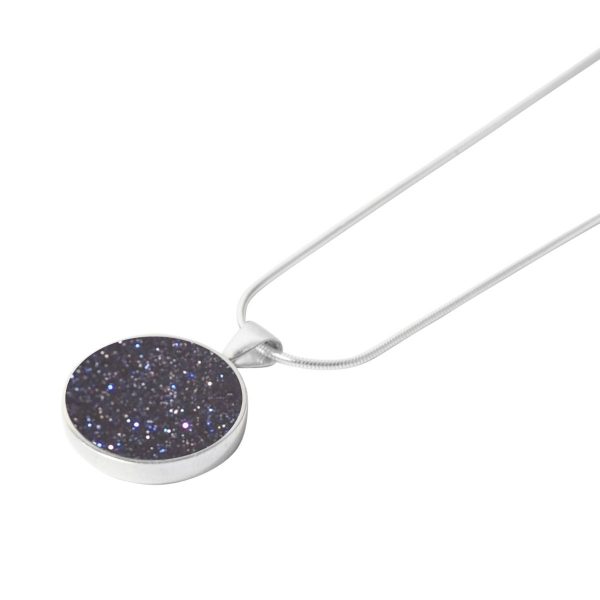 Silver Blue Goldstone Round Pendant