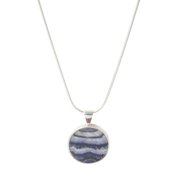 Silver Blue John Round Pendant