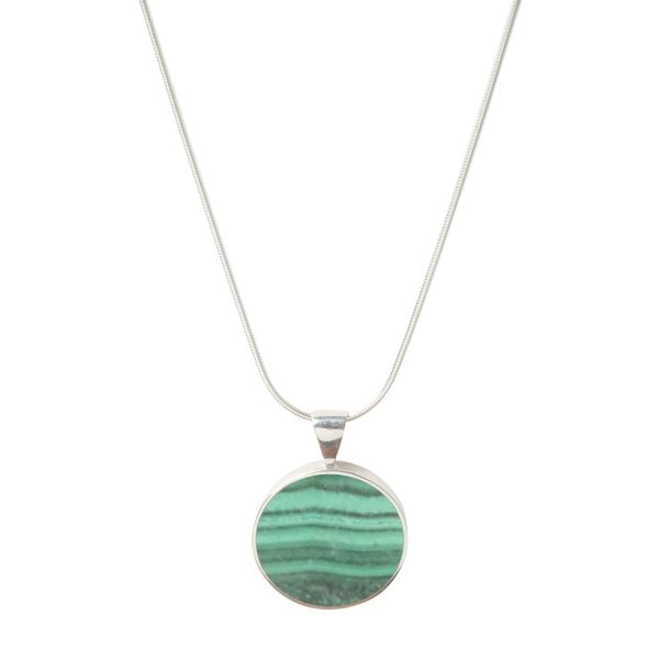 Silver Malachite Round Pendant