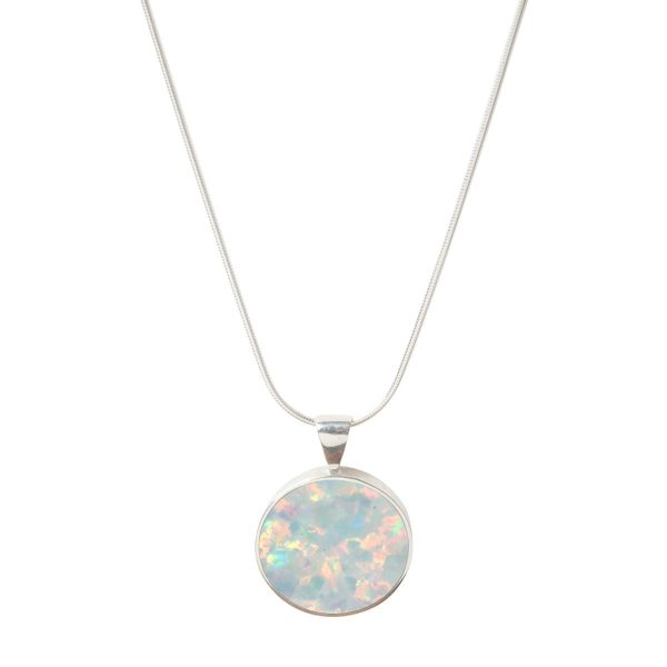 Silver Opalite Sun Ice Round Pendant