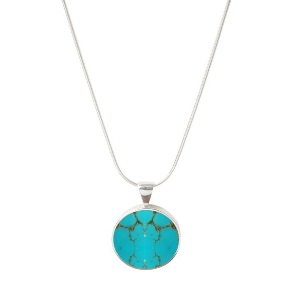 Silver Turquoise Round Pendant