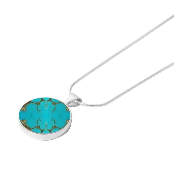 Silver Turquoise Round Pendant