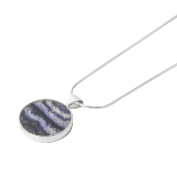 White Gold Blue John Round Pendant