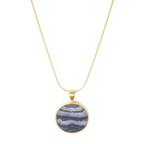 Yellow Gold Blue John Round Pendant