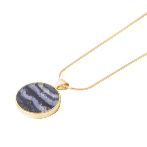 Yellow Gold Blue John Round Pendant