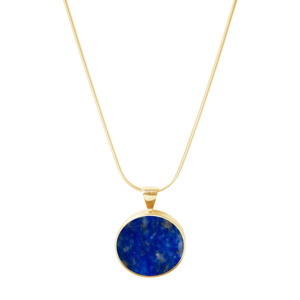 Yellow Gold Lapis Round Pendant