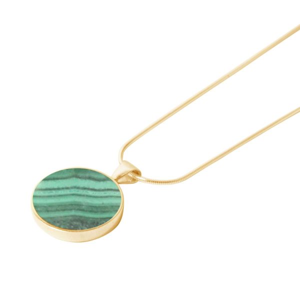 Yellow Gold Malachite Round Pendant