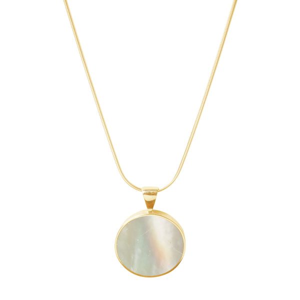 Yellow Gold Mother of Pearl Round Pendant