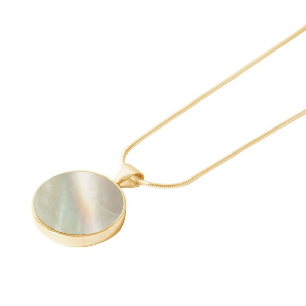 Yellow Gold Mother of Pearl Round Pendant