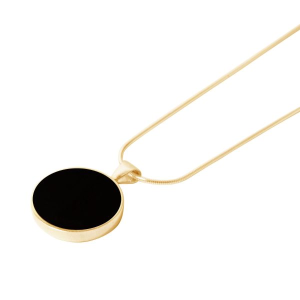 Yellow Gold Whitby Jet Round Pendant