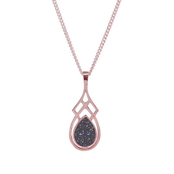 Rose Gold Blue Goldstone Celtic Pendant