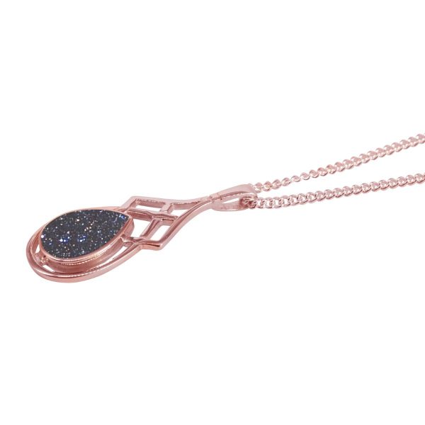 Rose Gold Blue Goldstone Celtic Pendant