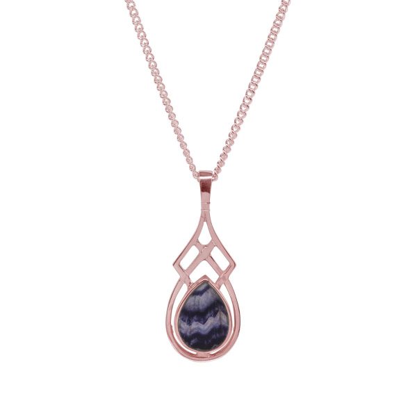 Rose Gold Blue John Celtic Pendant