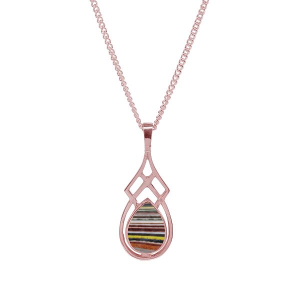 Rose Gold Fordite Celtic Pendant